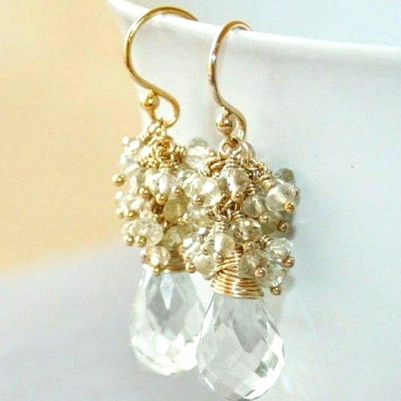 Hildy Layne Jewelry - Chandelier style crystal earrings w/seed pearl clusters